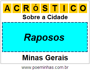 Acróstico Para Imprimir Sobre a Cidade Raposos