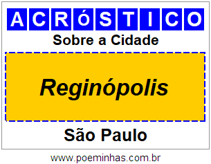 Acróstico Para Imprimir Sobre a Cidade Reginópolis