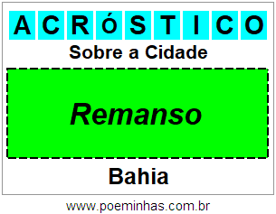 Acróstico Para Imprimir Sobre a Cidade Remanso