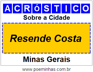 Acróstico Para Imprimir Sobre a Cidade Resende Costa