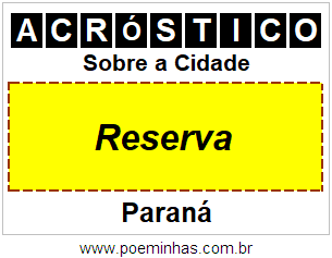 Acróstico Para Imprimir Sobre a Cidade Reserva