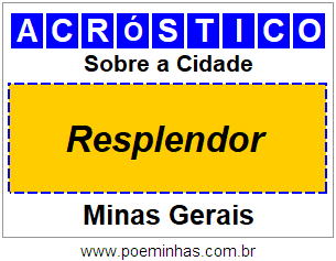 Acróstico Para Imprimir Sobre a Cidade Resplendor