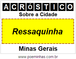 Acróstico Para Imprimir Sobre a Cidade Ressaquinha