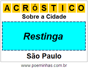 Acróstico Para Imprimir Sobre a Cidade Restinga