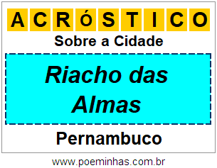 Acróstico Para Imprimir Sobre a Cidade Riacho das Almas