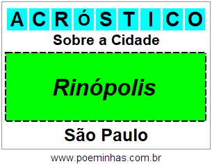 Acróstico Para Imprimir Sobre a Cidade Rinópolis