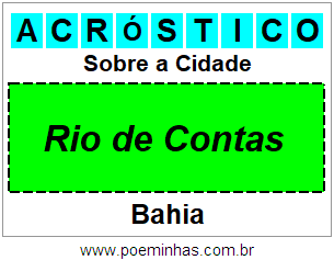 Acróstico Para Imprimir Sobre a Cidade Rio de Contas