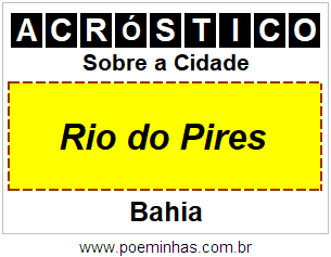 Acróstico Para Imprimir Sobre a Cidade Rio do Pires