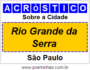 Acróstico Para Imprimir Sobre a Cidade Rio Grande da Serra