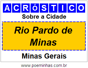 Acróstico Para Imprimir Sobre a Cidade Rio Pardo de Minas