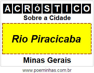 Acróstico Para Imprimir Sobre a Cidade Rio Piracicaba