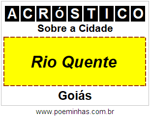 Acróstico Para Imprimir Sobre a Cidade Rio Quente