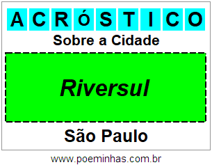 Acróstico Para Imprimir Sobre a Cidade Riversul