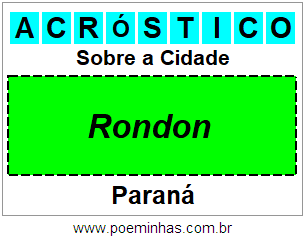 Acróstico Para Imprimir Sobre a Cidade Rondon