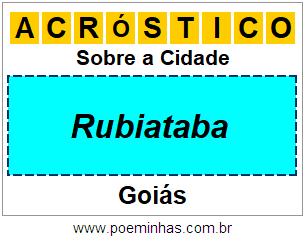 Acróstico Para Imprimir Sobre a Cidade Rubiataba