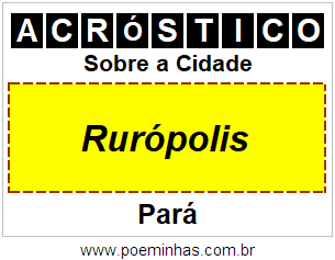 Acróstico Para Imprimir Sobre a Cidade Rurópolis