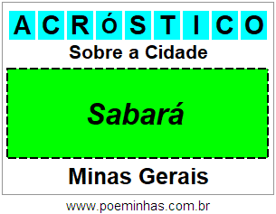 Acróstico Para Imprimir Sobre a Cidade Sabará