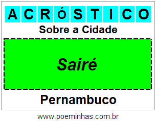 Acróstico Para Imprimir Sobre a Cidade Sairé