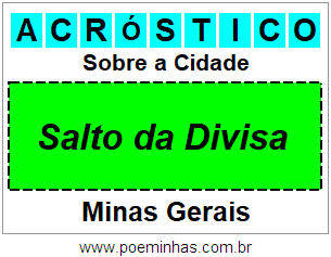 Acróstico Para Imprimir Sobre a Cidade Salto da Divisa