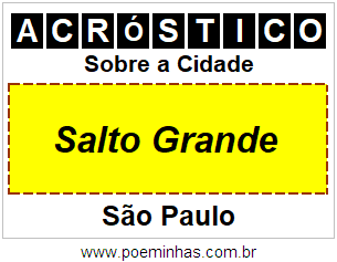 Acróstico Para Imprimir Sobre a Cidade Salto Grande