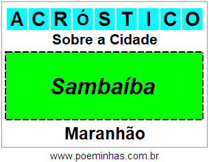 Acróstico Para Imprimir Sobre a Cidade Sambaíba