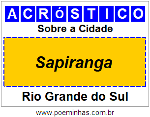 Acróstico Para Imprimir Sobre a Cidade Sapiranga