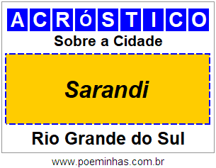 Acróstico Para Imprimir Sobre a Cidade Sarandi