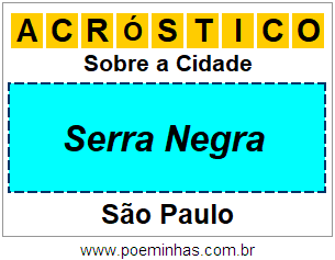 Acróstico Para Imprimir Sobre a Cidade Serra Negra