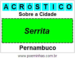 Acróstico Para Imprimir Sobre a Cidade Serrita