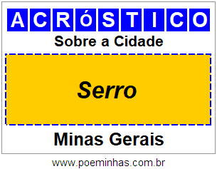 Acróstico Para Imprimir Sobre a Cidade Serro