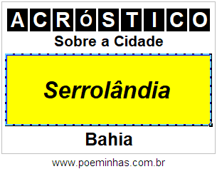 Acróstico Para Imprimir Sobre a Cidade Serrolândia