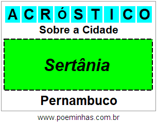 Acróstico Para Imprimir Sobre a Cidade Sertânia