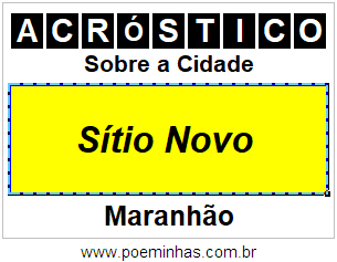 Acróstico Para Imprimir Sobre a Cidade Sítio Novo