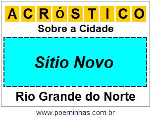 Acróstico Para Imprimir Sobre a Cidade Sítio Novo