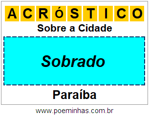 Acróstico Para Imprimir Sobre a Cidade Sobrado