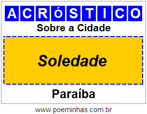 Acróstico Para Imprimir Sobre a Cidade Soledade