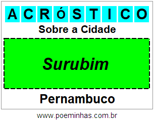 Acróstico Para Imprimir Sobre a Cidade Surubim