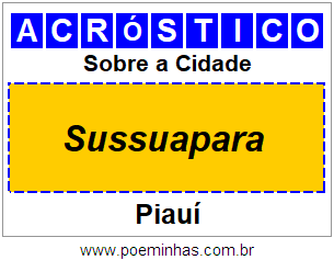 Acróstico Para Imprimir Sobre a Cidade Sussuapara