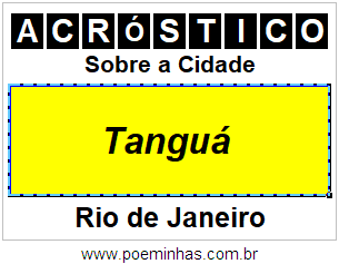 Acróstico Para Imprimir Sobre a Cidade Tanguá