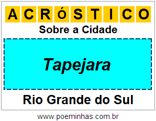 Acróstico Para Imprimir Sobre a Cidade Tapejara