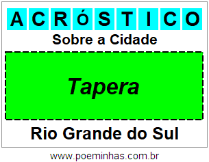 Acróstico Para Imprimir Sobre a Cidade Tapera