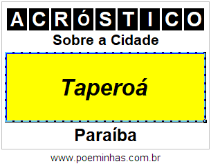 Acróstico Para Imprimir Sobre a Cidade Taperoá