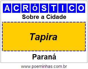 Acróstico Para Imprimir Sobre a Cidade Tapira