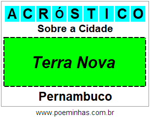 Acróstico Para Imprimir Sobre a Cidade Terra Nova