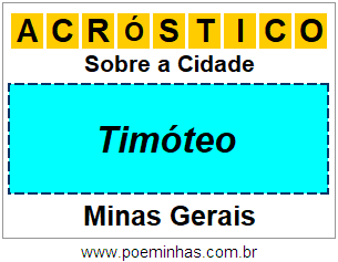 Acróstico Para Imprimir Sobre a Cidade Timóteo