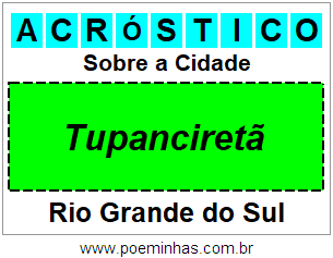 Acróstico Para Imprimir Sobre a Cidade Tupanciretã