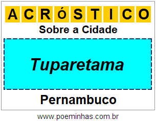 Acróstico Para Imprimir Sobre a Cidade Tuparetama