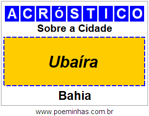 Acróstico Para Imprimir Sobre a Cidade Ubaíra