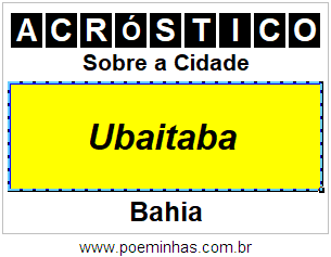 Acróstico Para Imprimir Sobre a Cidade Ubaitaba