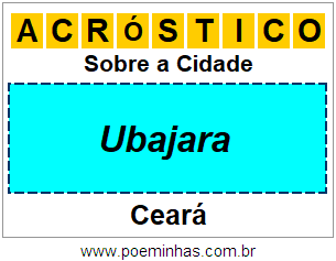 Acróstico Para Imprimir Sobre a Cidade Ubajara